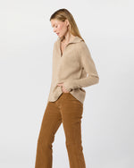 Load image into Gallery viewer, Blaire Johnny-Collar Jersey Sweater in Heather Oat Cashmere

