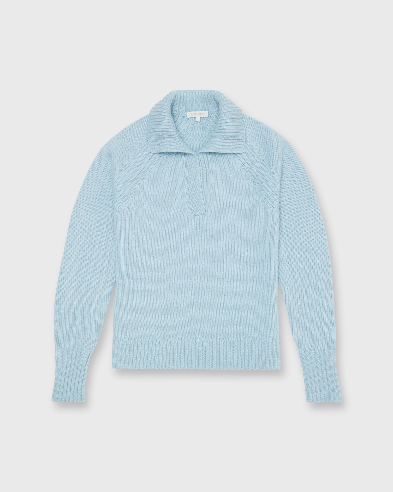 Blaire Johnny-Collar Jersey Sweater in Heather Sky Cashmere