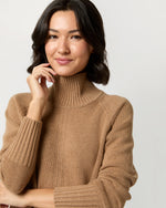 Load image into Gallery viewer, Lisette Turtleneck Sweater in Camel Cashmere
