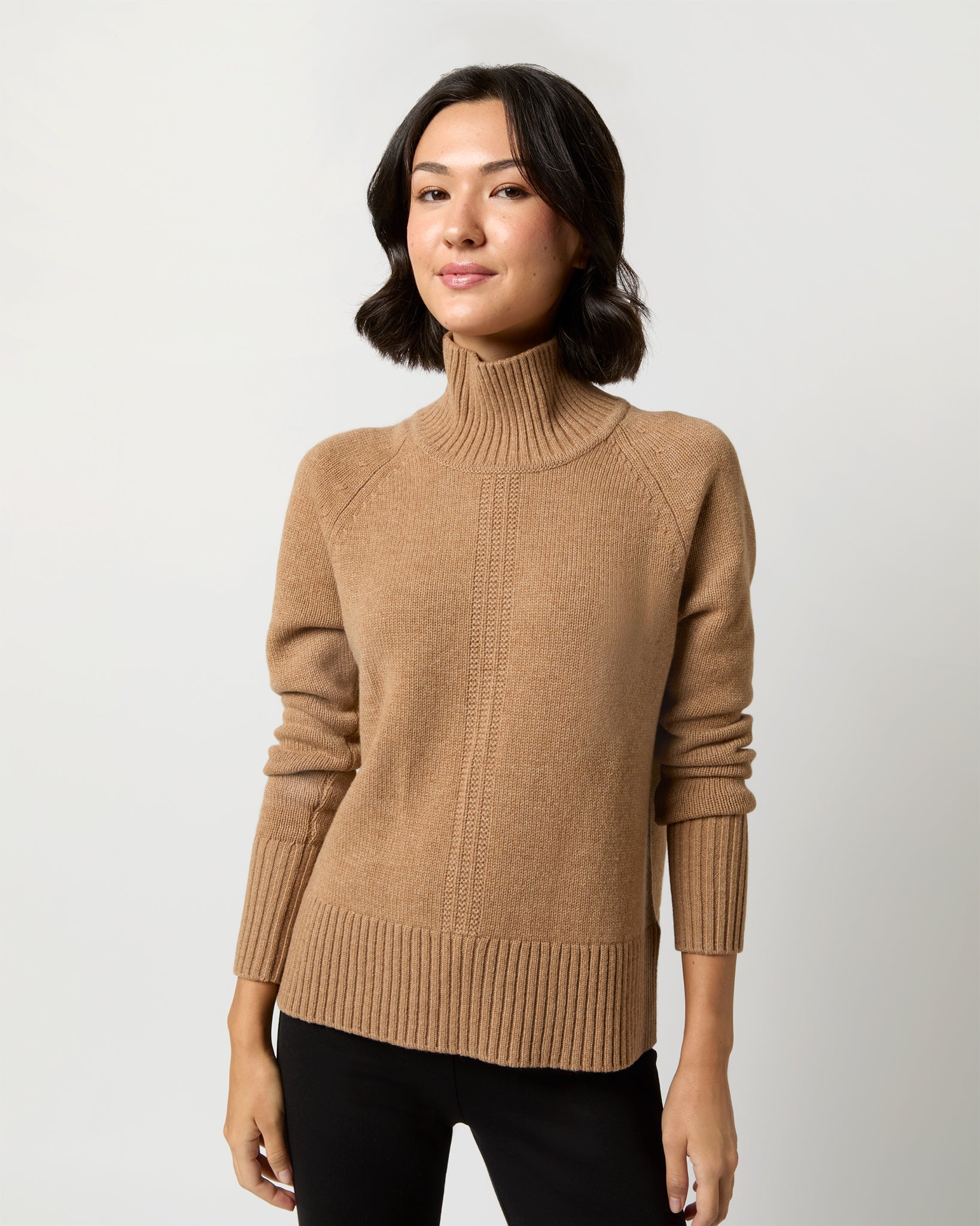 Lisette Turtleneck Sweater in Camel Cashmere