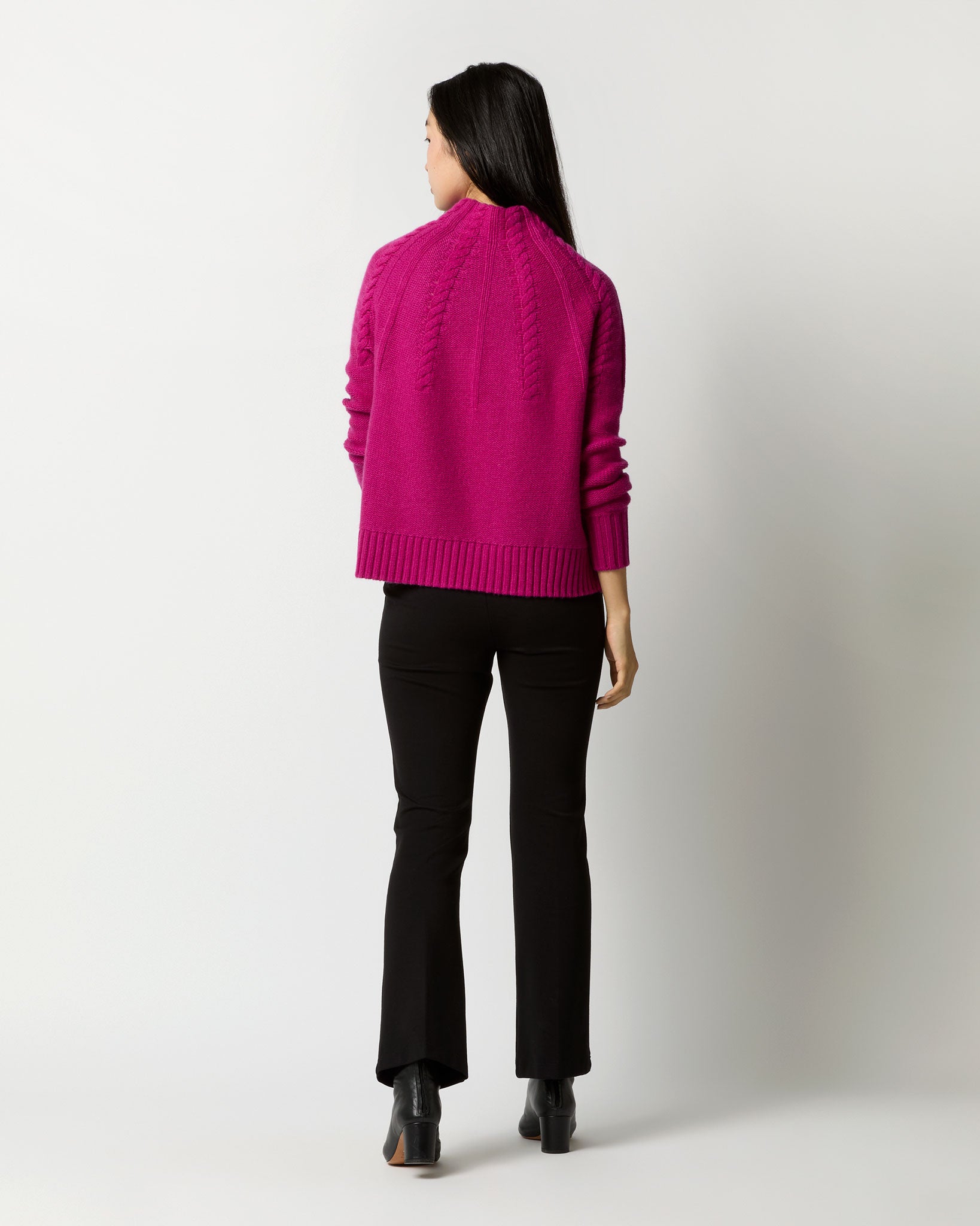 Elsey Funnel-Neck Sweater in Magenta Cashmere