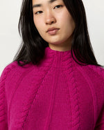 Load image into Gallery viewer, Elsey Funnel-Neck Sweater in Magenta Cashmere
