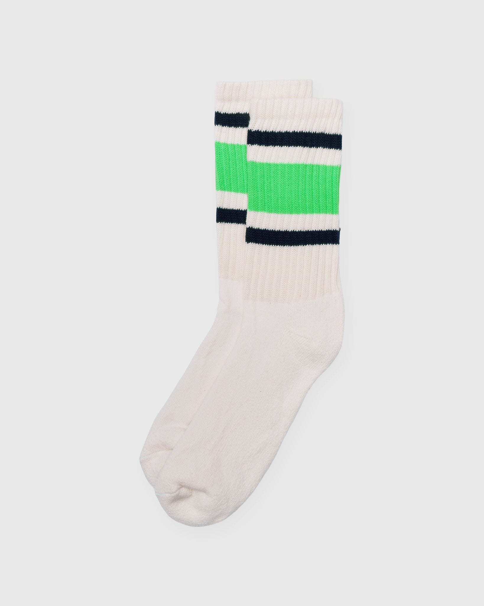 Retro Stripe Socks in Neon Green/Navy