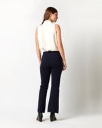 Load image into Gallery viewer, Lara Knit Flare Cropped Pant in Navy Supima Cotton
