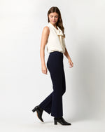 Load image into Gallery viewer, Lara Knit Flare Cropped Pant in Navy Supima Cotton
