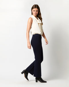 Lara Knit Flare Cropped Pant in Navy Supima Cotton