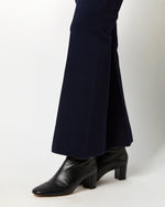 Load image into Gallery viewer, Lara Knit Flare Cropped Pant in Navy Supima Cotton
