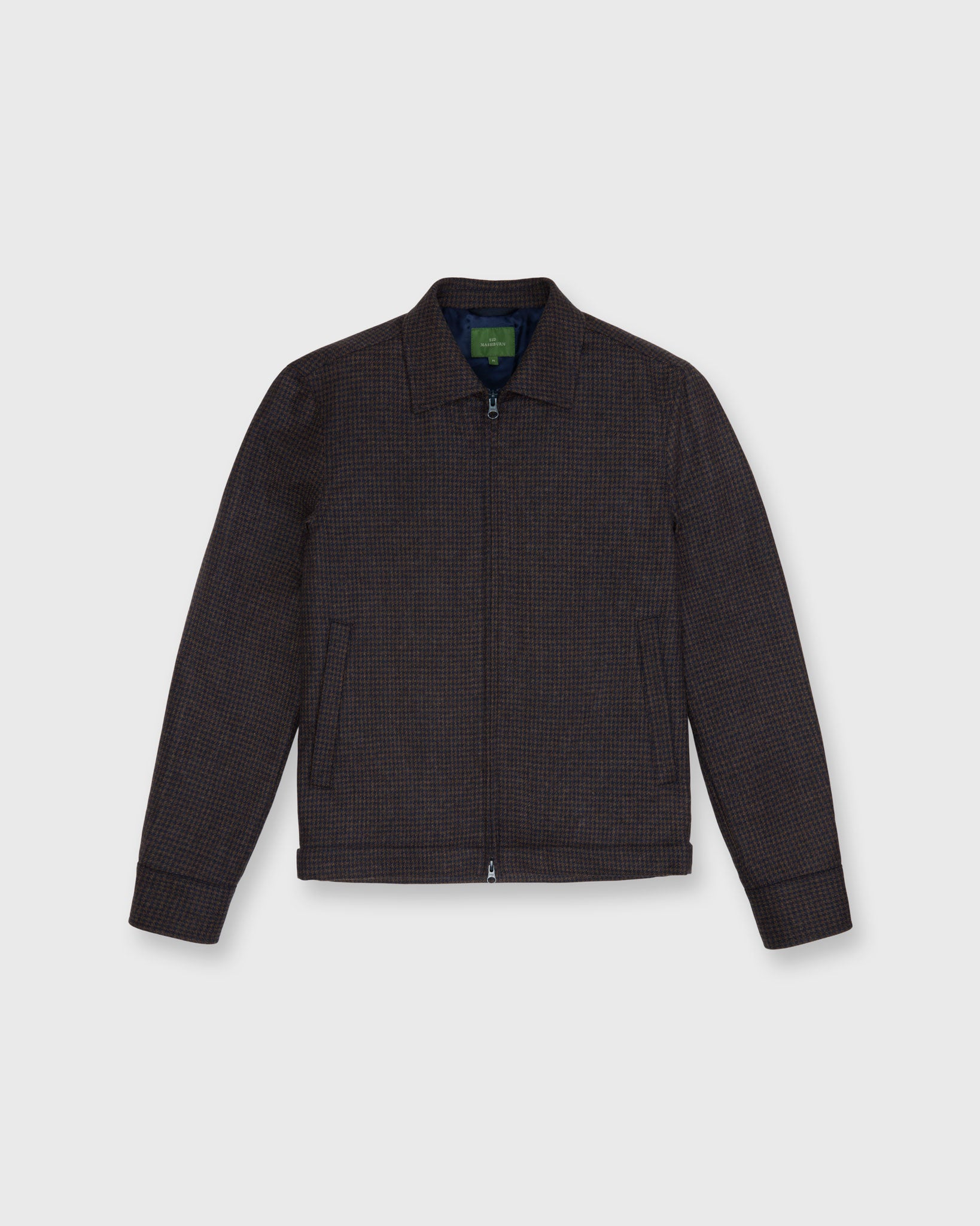 Scrambler Jacket in Brown/Navy Wool Houndstooth