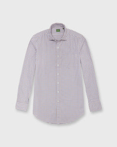 Otto Handmade Sport Shirt in Bone/Mocha/Navy Tattersall Brushed Twill