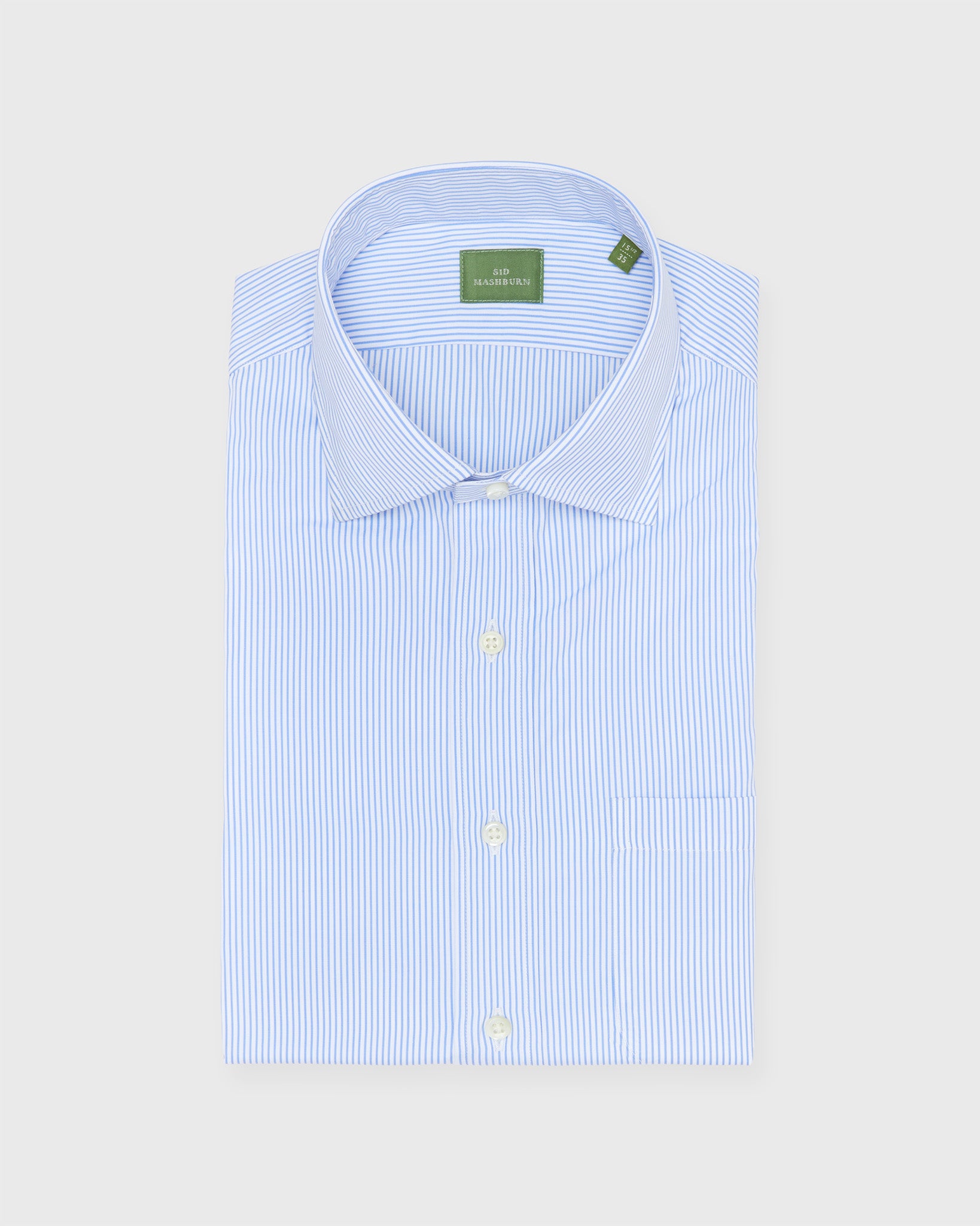 Spread Collar Dress Shirt in Dutch Blue Banker Stripe Poplin