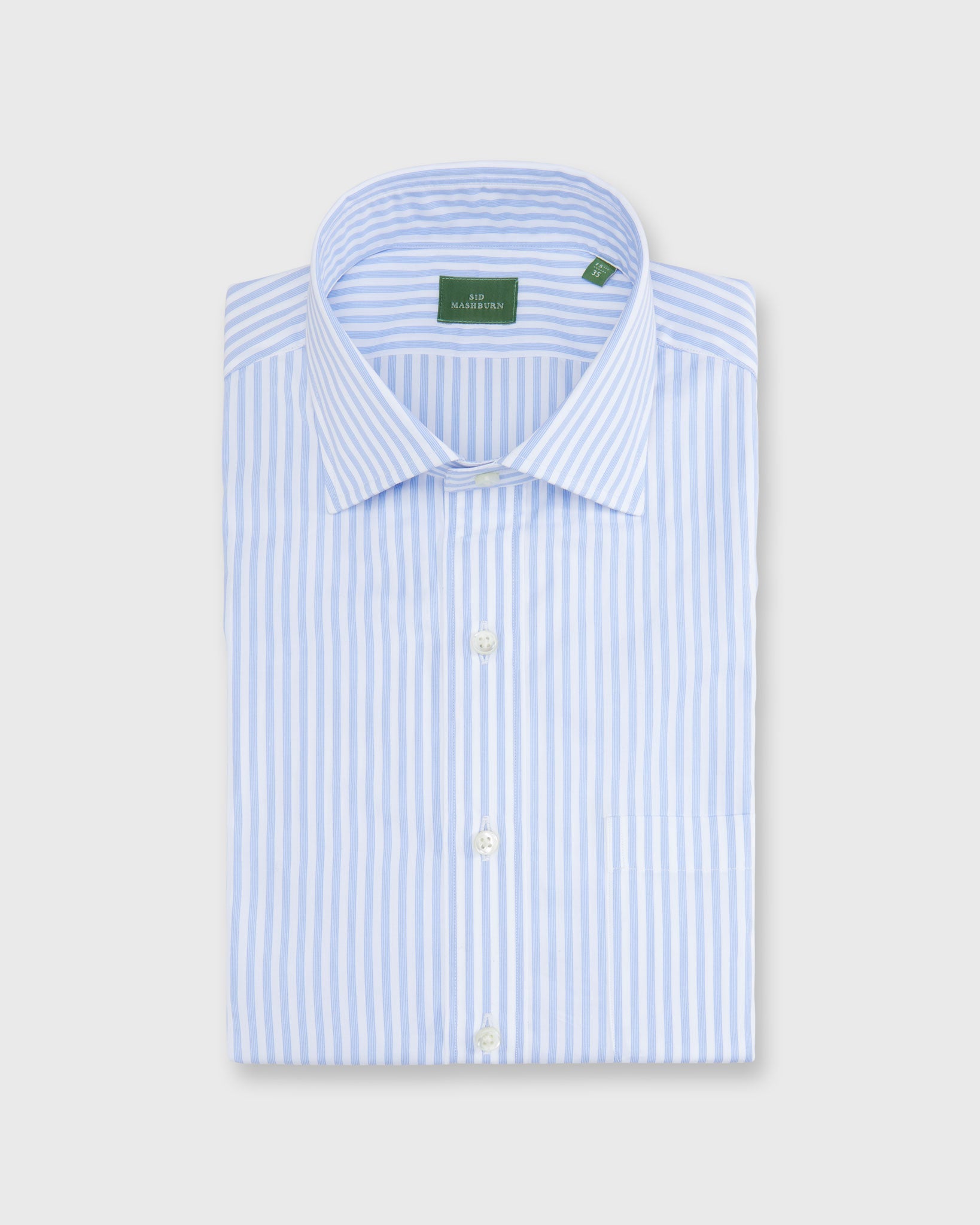 Spread Collar Dress Shirt in Dutch Blue Multi Stripe Poplin