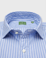 Load image into Gallery viewer, Spread Collar Sport Shirt in Blue Multi Stripe Poplin
