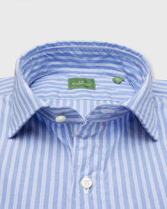 Spread Collar Sport Shirt in Blue Multi Stripe Poplin