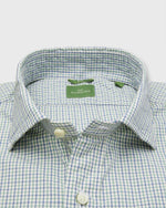 Load image into Gallery viewer, Slim-Fit Spread Collar Sport Shirt in Blue/Sage Tattersall Poplin
