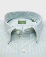 Load image into Gallery viewer, Button-Down Sport Shirt in Green/Sky Stripe Oxford
