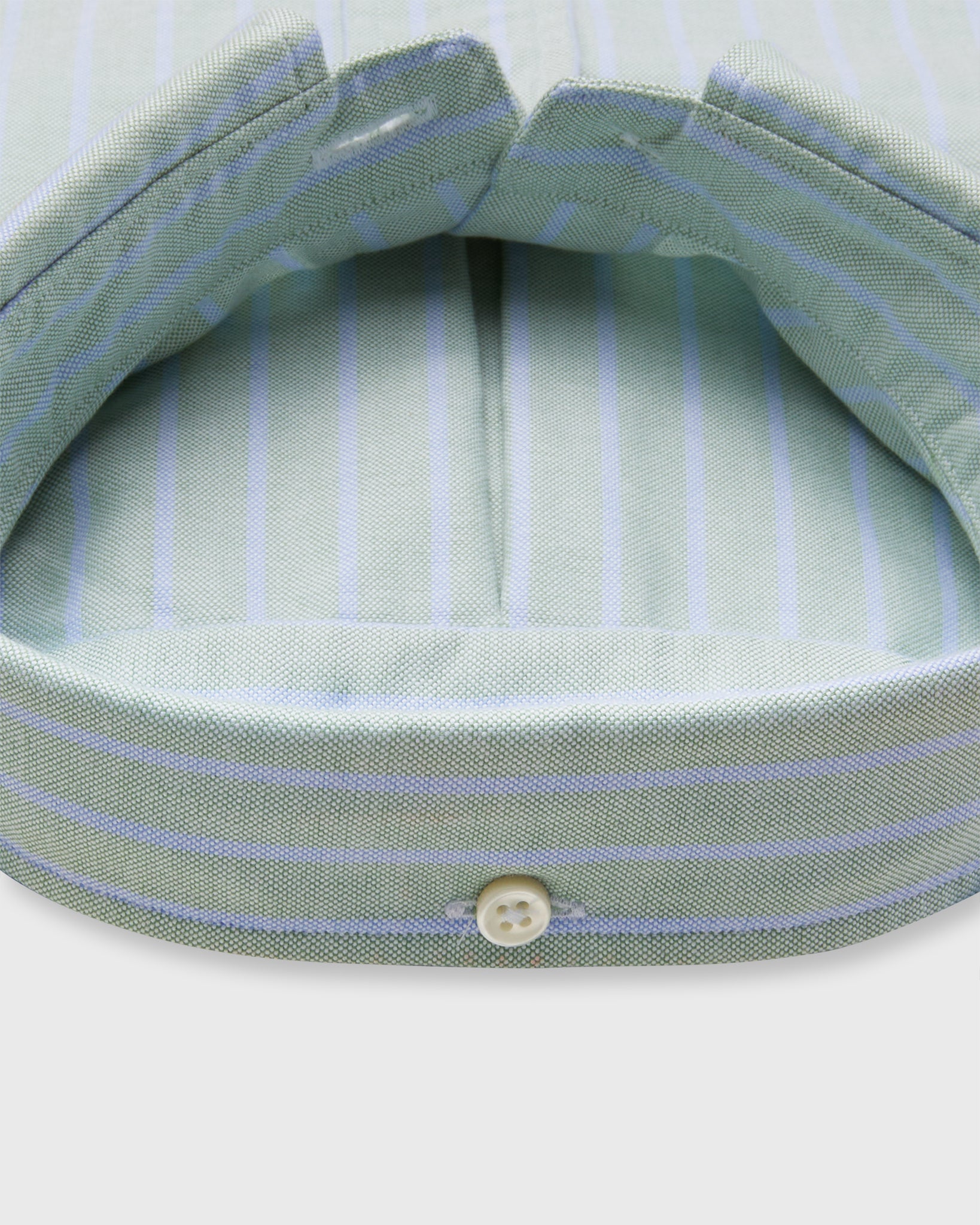 Button-Down Sport Shirt in Green/Sky Stripe Oxford