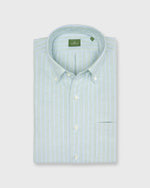 Load image into Gallery viewer, Button-Down Sport Shirt in Green/Sky Stripe Oxford
