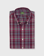 Load image into Gallery viewer, Button-Down Sport Shirt in Berry/Sage/Straw Plaid Madras
