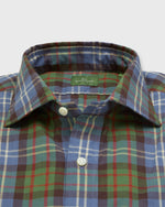 Load image into Gallery viewer, Spread Collar Sport Shirt in Green/Blue/Brown Plaid Madras
