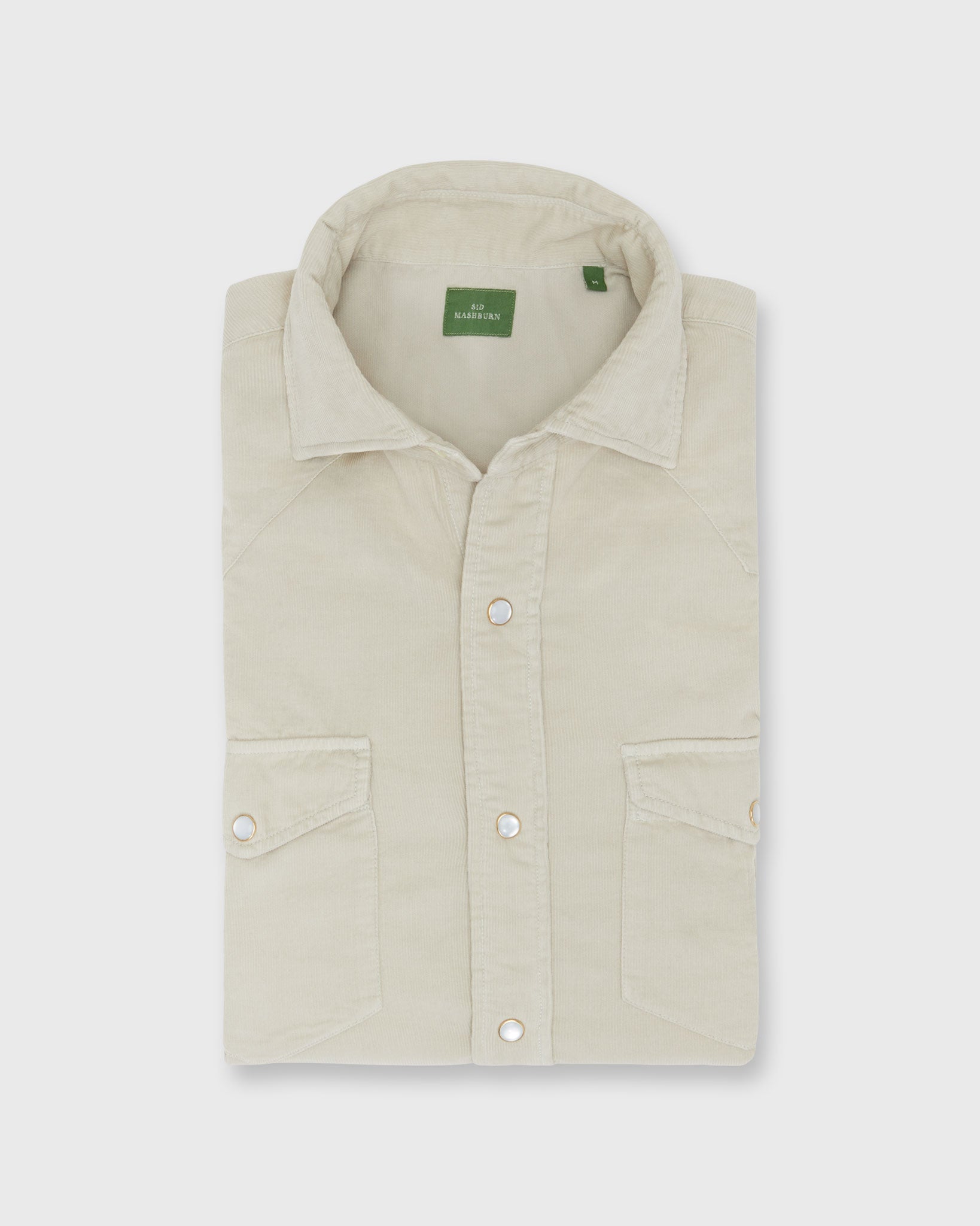 Western Work Shirt in Stone Corduroy