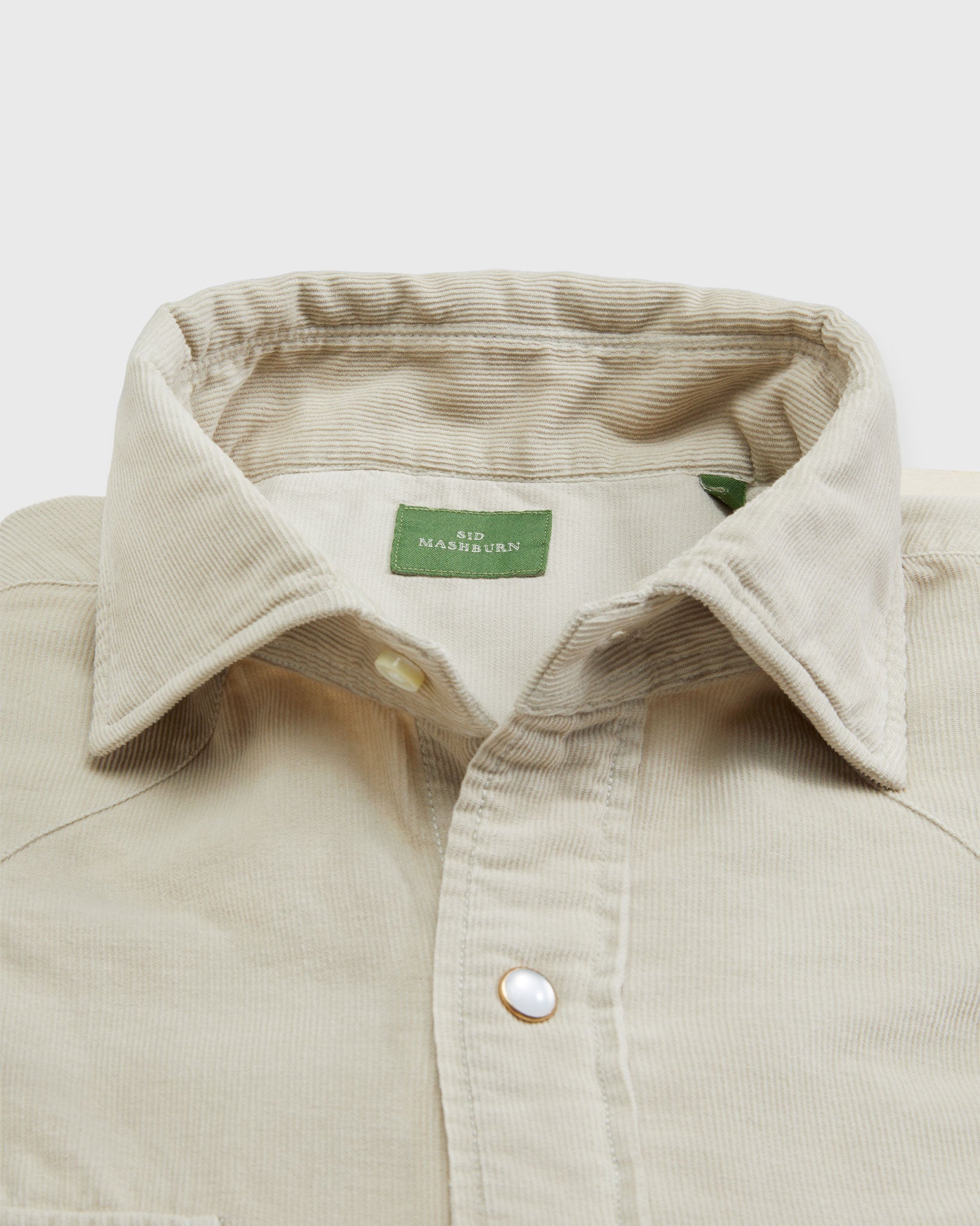 Western Work Shirt in Stone Corduroy