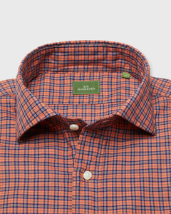 Spread Collar Sport Shirt in Ginger/Navy/Green Check Brushed Twill