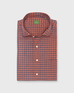 Spread Collar Sport Shirt in Ginger/Navy/Green Check Brushed Twill