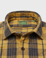 Load image into Gallery viewer, Band-Hem Work Shirt in Maize/Brown/Blue Brushed Heavyweight Twill
