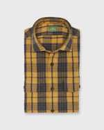 Load image into Gallery viewer, Band-Hem Work Shirt in Maize/Brown/Blue Brushed Heavyweight Twill
