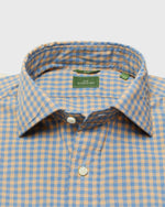 Load image into Gallery viewer, Slim-Fit Spread Collar Sport Shirt in Melon/Blue Gingham Poplin
