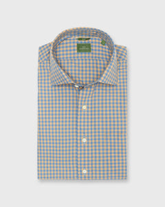 Slim-Fit Spread Collar Sport Shirt in Melon/Blue Gingham Poplin