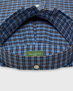 Button-Down Sport Shirt in Sky/Navy/Yellow Check Brushed Oxford