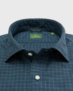 Load image into Gallery viewer, Slim-Fit Spread Collar Sport Shirt in Pine/Sky/Navy Check Poplin
