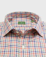 Load image into Gallery viewer, Spread Collar Sport Shirt in Red/Olive/Navy Tattersall Brushed Twill
