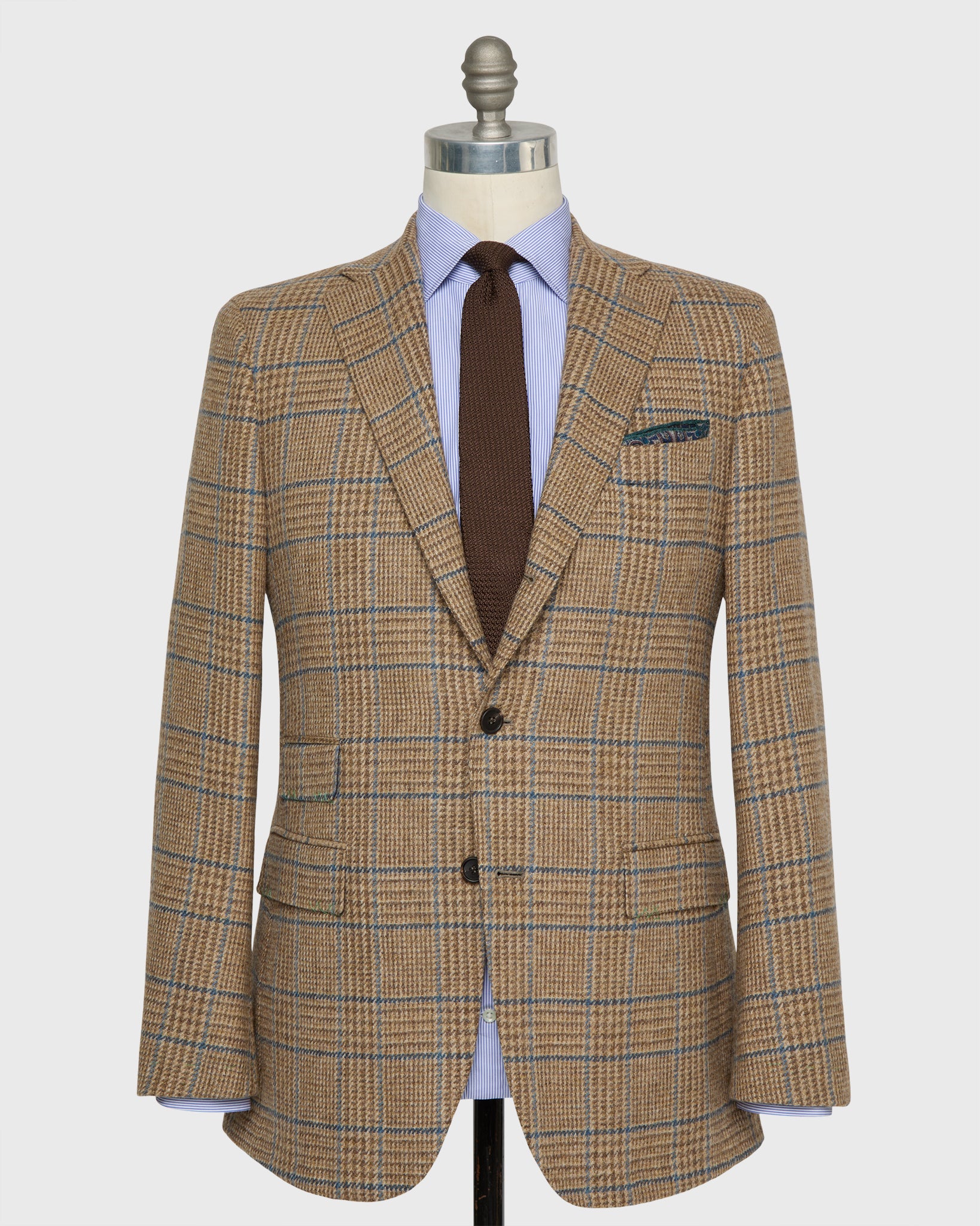 Virgil No. 3 Jacket in Oat/Mocha/Blue Glen Plaid Tweed