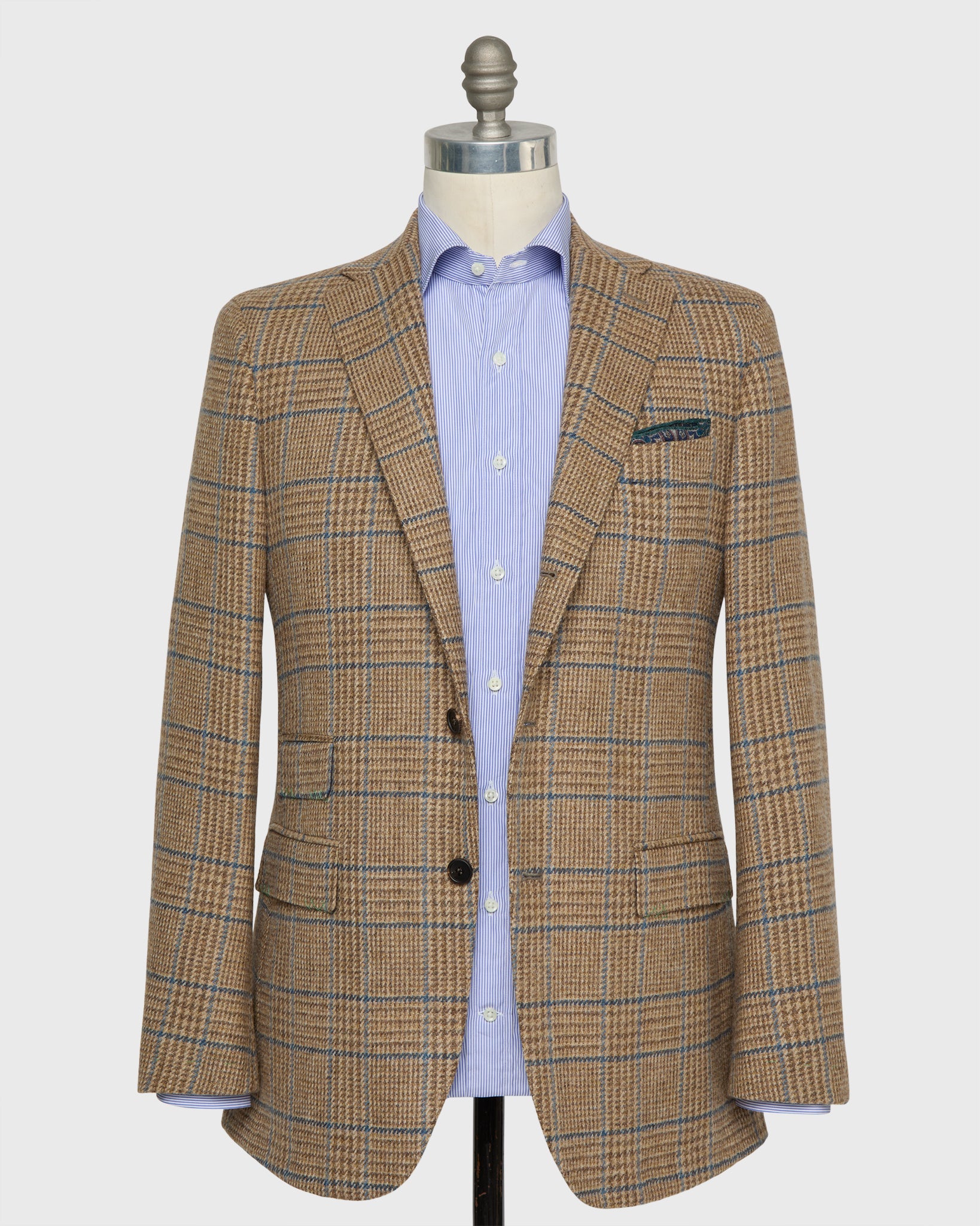 Virgil No. 3 Jacket in Oat/Mocha/Blue Glen Plaid Tweed