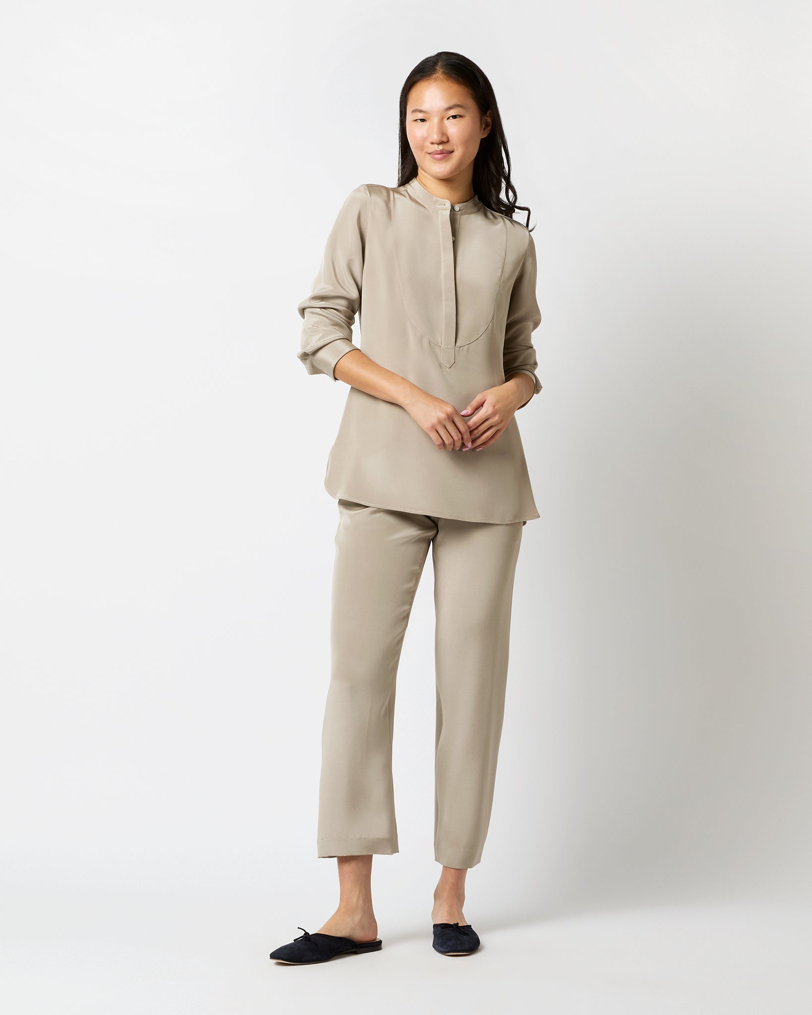 Nova Pant in Birch Washed Silk Crepe de Chine