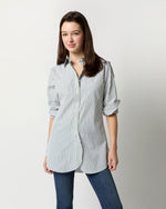 Load image into Gallery viewer, Boyfriend Shirt in White/Green Multi Stripe Poplin
