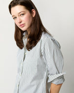 Load image into Gallery viewer, Boyfriend Shirt in White/Green Multi Stripe Poplin
