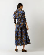 Load image into Gallery viewer, Classic Shirtwaist Maxi Dress in Blue/Multi Abstract Floral Habotai
