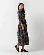 Load image into Gallery viewer, Classic Shirtwaist Maxi Dress in Blue/Multi Abstract Floral Habotai
