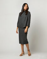 Load image into Gallery viewer, Evelyn Pull-On Skirt in Charcoal Stretch Hopsack
