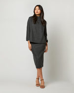 Load image into Gallery viewer, Evelyn Pull-On Skirt in Charcoal Stretch Hopsack
