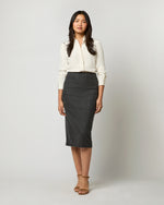 Load image into Gallery viewer, Evelyn Pull-On Skirt in Charcoal Stretch Hopsack
