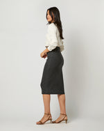 Load image into Gallery viewer, Evelyn Pull-On Skirt in Charcoal Stretch Hopsack
