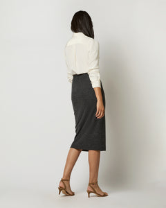 Evelyn Pull-On Skirt in Charcoal Stretch Hopsack