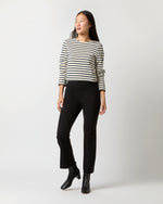 Load image into Gallery viewer, Fayette Flare Cropped Pant in Black Bi-Stretch Double-Faced Wool Blend
