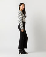 Load image into Gallery viewer, Fayette Flare Cropped Pant in Black Bi-Stretch Double-Faced Wool Blend
