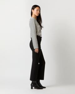 Fayette Flare Cropped Pant in Black Bi-Stretch Double-Faced Wool Blend