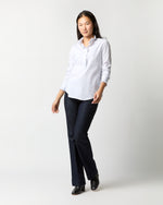 Load image into Gallery viewer, Frill Shirt in White/Blue Graph Check Poplin
